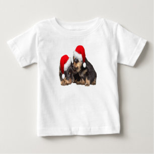 Christmas Rottweilers Wearing Festive Holiday Hats Baby T-Shirt
