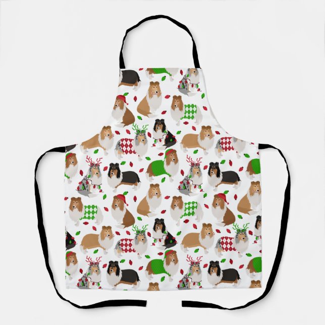 Christmas Rough Collie Apron (Front)