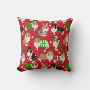 Christmas Rough Collie Cushion