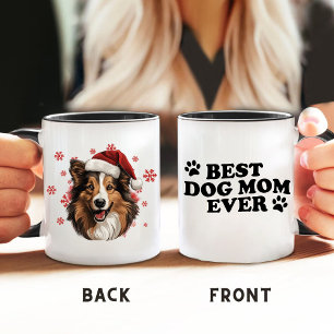 Christmas Rough Collie Dog Personalised Mug
