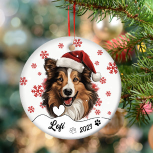 Christmas Rough Collie Dog Personalized Ceramic Or Tree Decoration