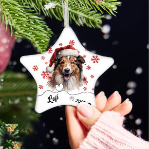 Christmas Rough Collie Dog Personalized Ceramic Or Tree Decoration