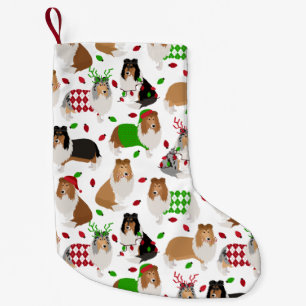 Christmas Rough Collie Small Christmas Stocking