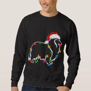 Christmas Rough Collie XMAS Lights Santa Hat Funny Sweatshirt