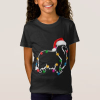 Christmas Rough Collie XMAS Lights Santa Hat Funny