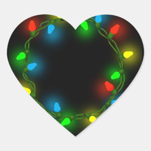 Christmas round lights heart sticker