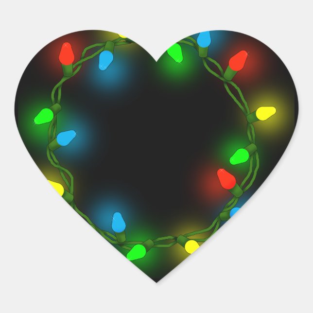 Christmas round lights heart sticker (Front)