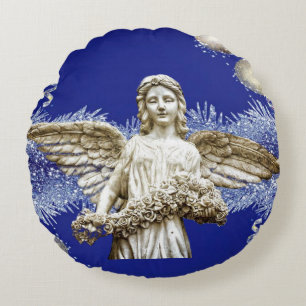 Christmas Round Pillow, Christmas Angel Round Cushion