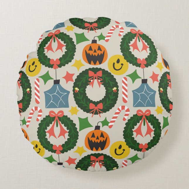 Christmas round pillow cushion (Front)
