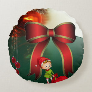 Christmas Round Pillow, Elf Cushion