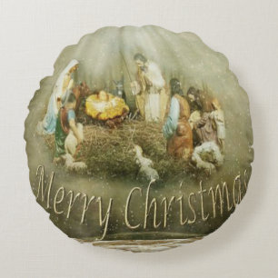 Christmas Round Pillow, Jesus Christ Cushion