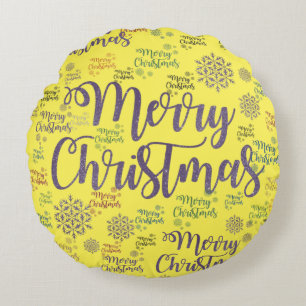 Christmas Round Pillow, Merry Christmas Cushion