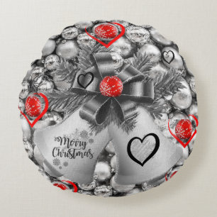 Christmas Round Pillow, Merry Christmas Round Cushion