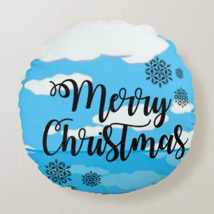 Christmas Round Pillow, Merry Christmas Round Cushion