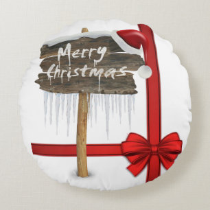 Christmas Round Pillow, Merry Christmas Round Cushion