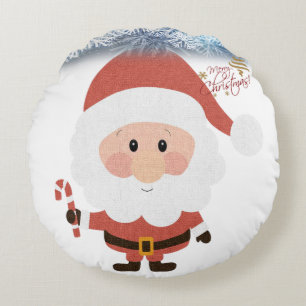 Christmas Round Pillow, Santa Round Cushion
