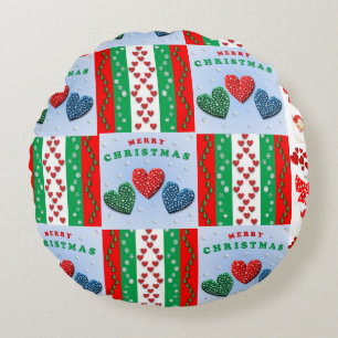 Christmas Round Pillow, Santa Round Cushion