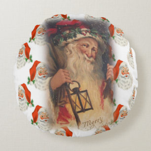 Christmas Round Pillow, Santa Round Cushion