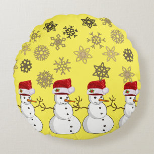 Christmas Round Pillow, Snowman Round Cushion