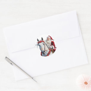  Christmas round sticker for Horse Lovers