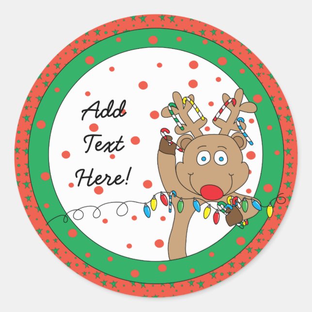 Christmas Round Stickers Reindeer (Front)
