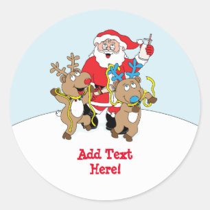 Christmas Round Stickers Santa Claus