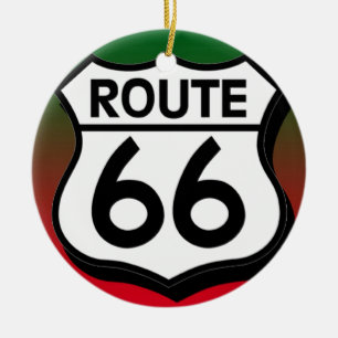 Christmas Route 66 Shield Ceramic Tree Decoration