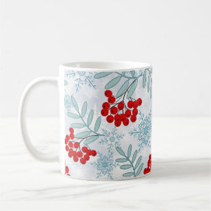 Christmas, Rowan, red, white, snowflakes Coffee Mug