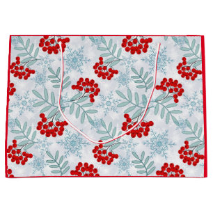 Christmas, Rowan, red, white, snowflakes Large Gift Bag