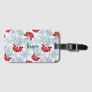 Christmas, Rowan, red, white, snowflakes Luggage Tag
