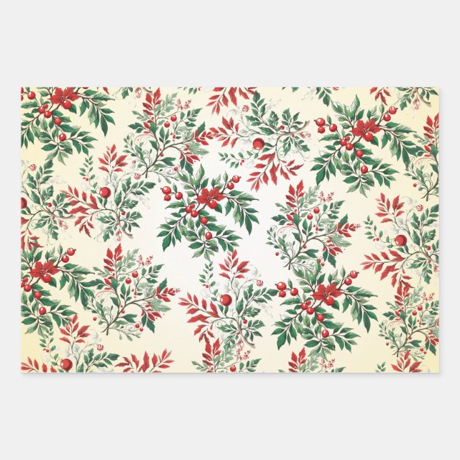Christmas rowan wrapping paper sheet (Front)