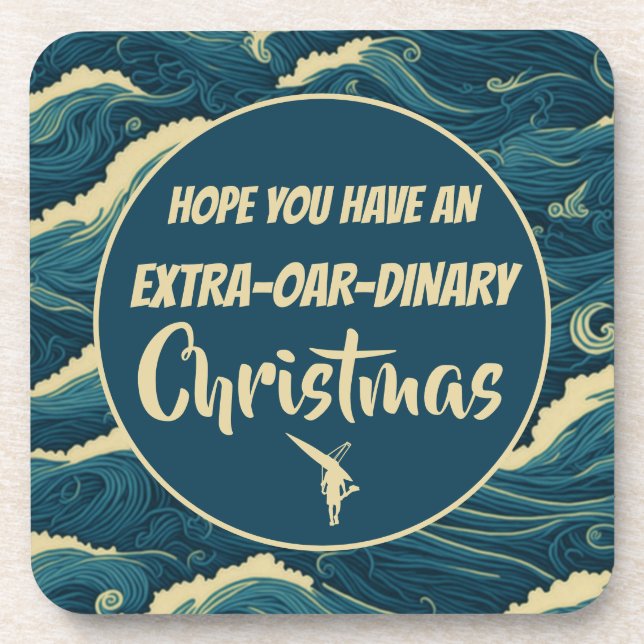Christmas rowing funny coaster (Front)