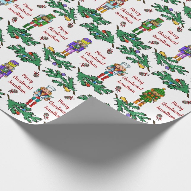Christmas Royal Nutcrackers Personalised Pattern Wrapping Paper (Corner)