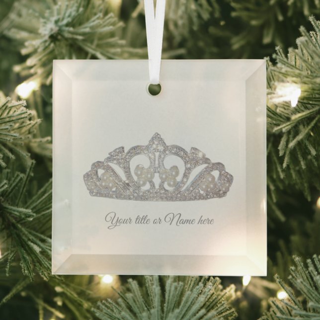 Christmas Royal Princess Crown  Glass Tree Decoration (Insitu)