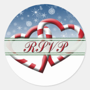 Christmas RSVP Holiday RSVP Hearts Envelope Classic Round Sticker