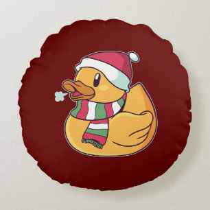 Christmas Rubber Duck Round Cushion