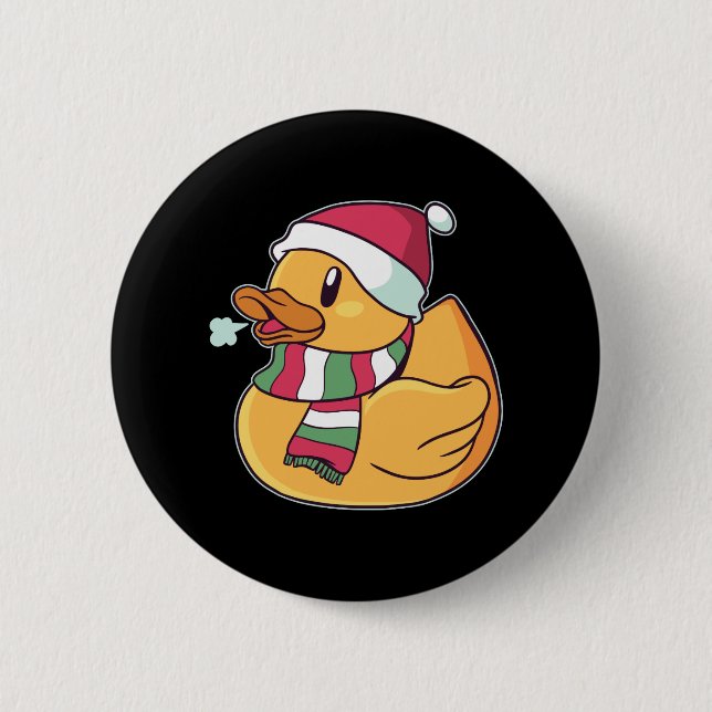 Christmas Rubber Duck Santa Hat Gift For Duck Fans 6 Cm Round Badge (Front)