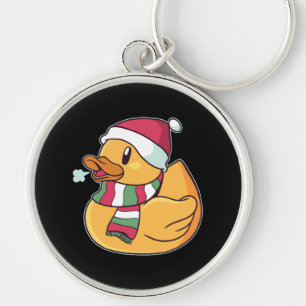 Christmas Rubber Duck Santa Hat Gift For Duck Fans Key Ring