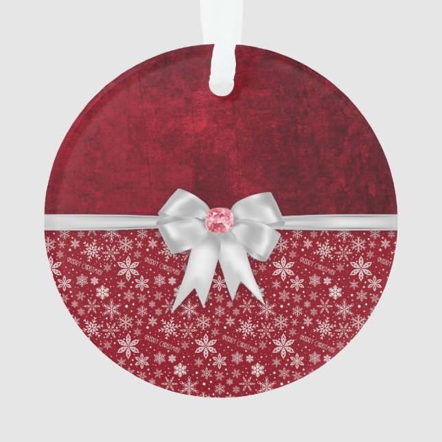 Christmas Ruby Red Grunge Ornament (Back)