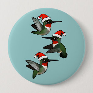Christmas Ruby-throated Hummingbird 10 Cm Round Badge