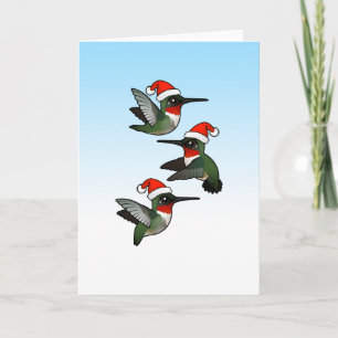 Christmas Ruby-throated Hummingbird Holiday Card