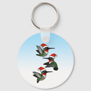 Christmas Ruby-throated Hummingbird Key Ring