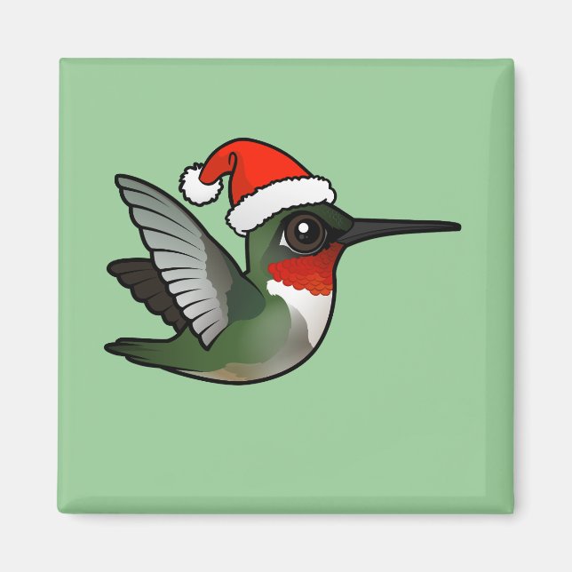 Christmas Ruby-throated Hummingbird Magnet (Front)