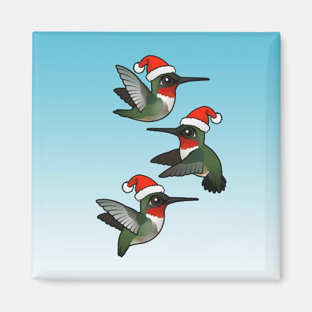 Christmas Ruby-throated Hummingbird Magnet (Front)