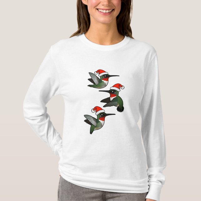 Christmas Ruby-throated Hummingbird T-Shirt (Front)