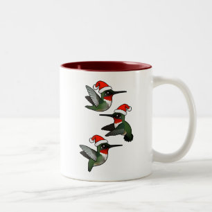 Christmas Ruby-throated Hummingbird Two-Tone Coffee Mug