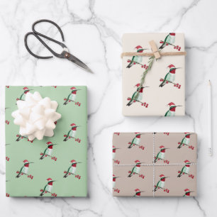 Christmas Ruby-throated Hummingbird  Wrapping Pape Paper Sheet