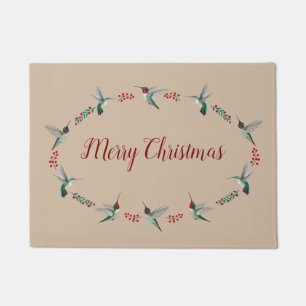 Christmas Ruby-throated Hummingbirds Doormat