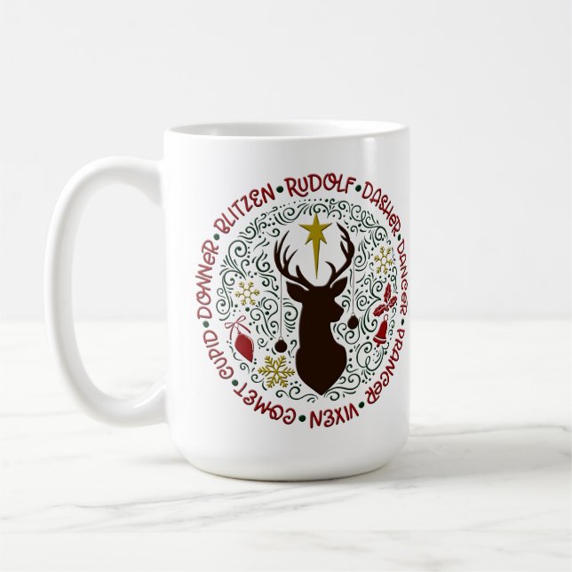 Christmas Rudolf Reindeer Names  Coffee Mug (Left)