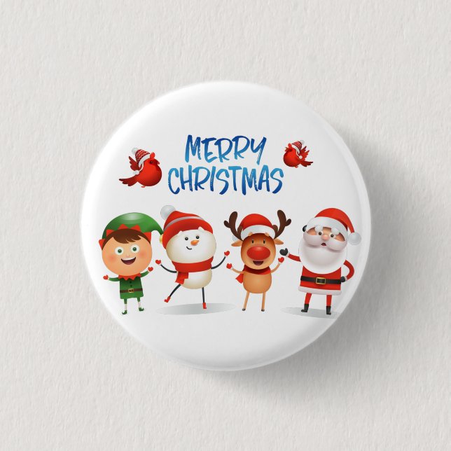 Christmas Rudolf The Reindeer and Friends     3 Cm Round Badge (Front)